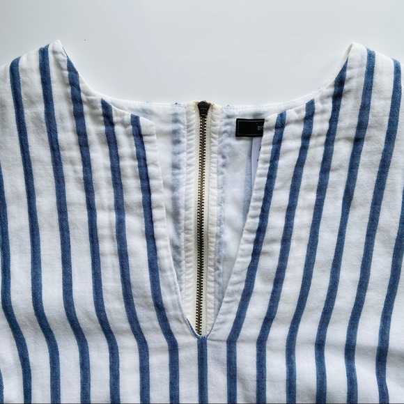 BCBG 100% Cotton Striped V-neck ruffle mini dress - Picture 9 of 11